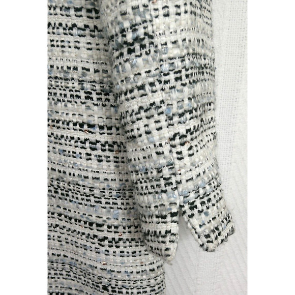 Tahari Long Tweed Hook-Front Long Coat Jacket Black Grey White- Women's Size M - Picture 6 of 11